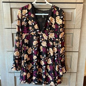 Black long sleeve floral dress